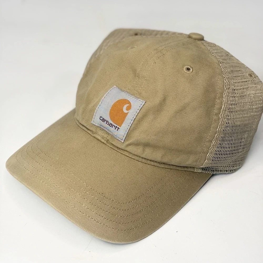 Carhartt Hat Snapback Beige. Casual Workwear Mesh Mens Logo Adjustable Tan